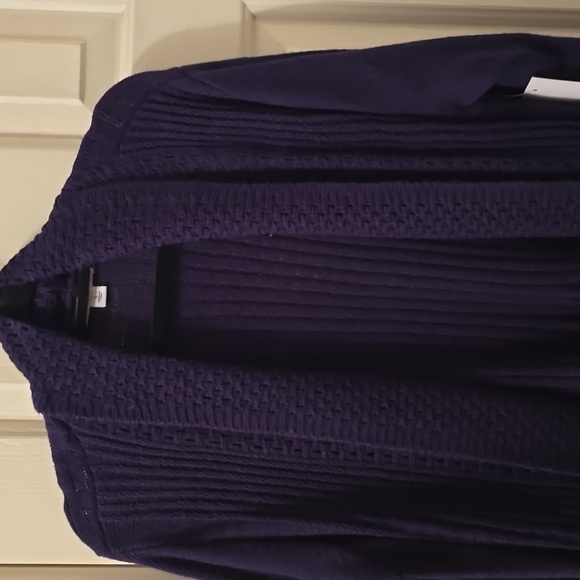 CROFT AND BARROW BRAND WOMEN'S NAVY BLUE OPEN CARDIGAN SWEATER SIZE LARGE - Picture 3 of 16